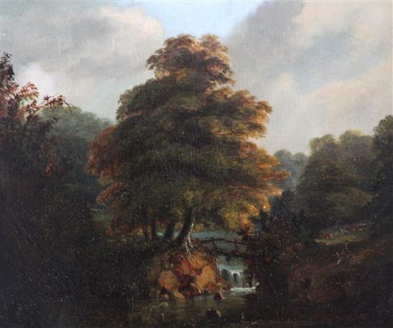 Norwich School Wooded river landscape, 9.5 x 11.5in.